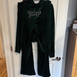 Juicy Couture Emerald Green Velour Tracksuit with Rhinestone Juicy Logo